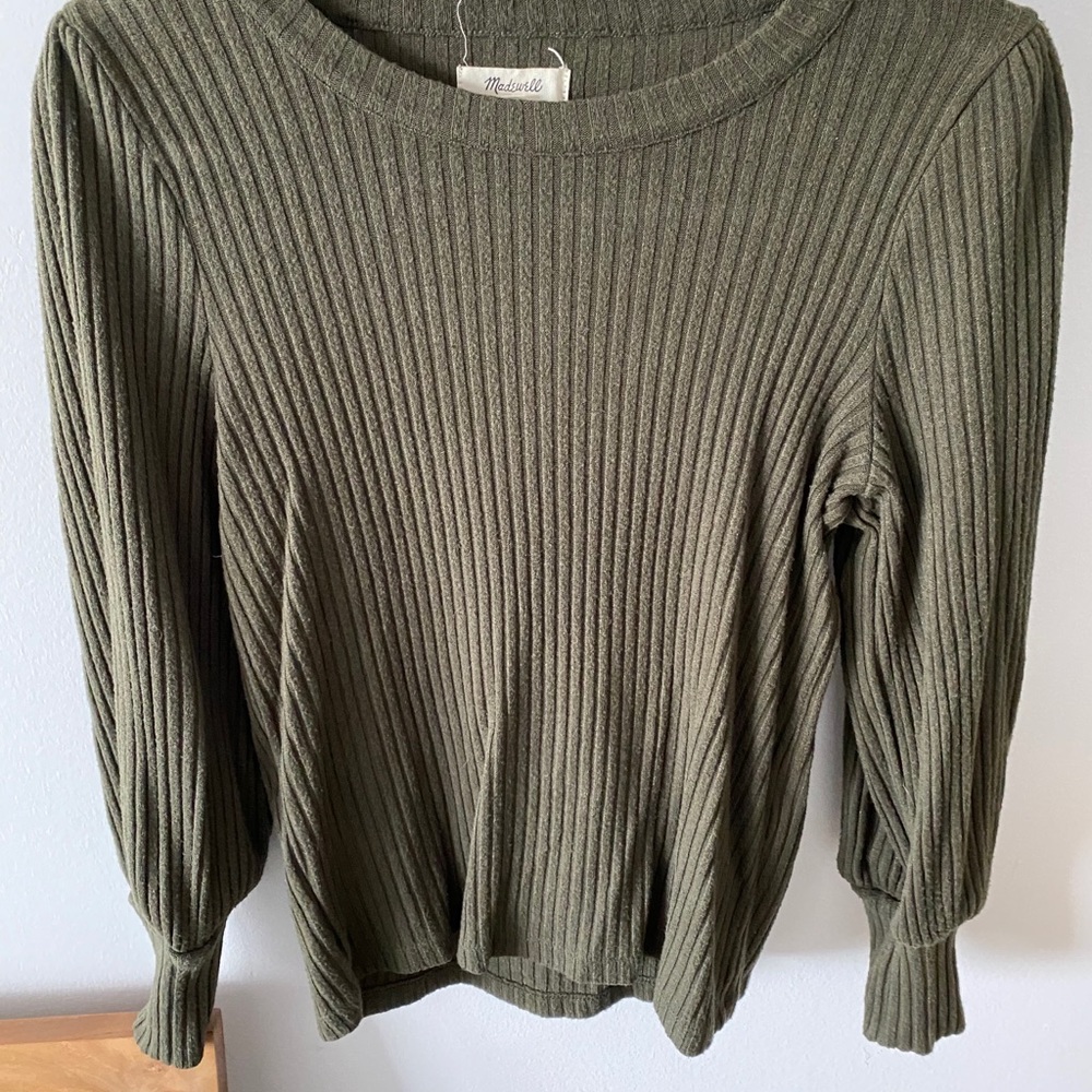 Madewell Brushed Rib Pleat-Sleeve Top